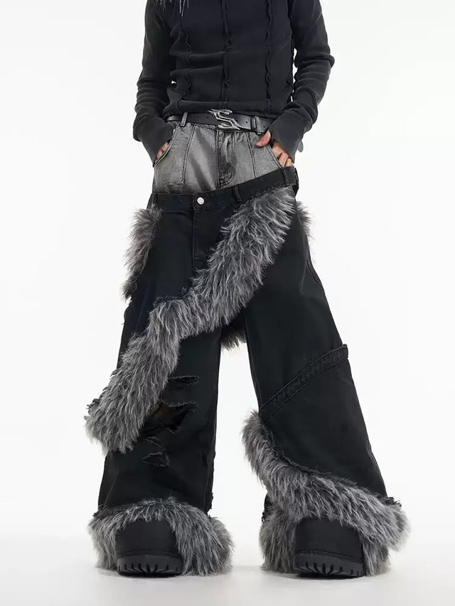 Fur Spiral Flare Jeans - Statement-housut, joissa on levenevä jalka